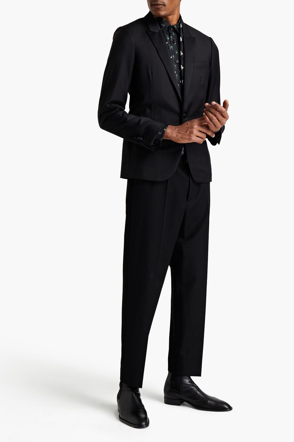 AMIRI Blazer mit schmaler Passform und Satinbesatz aus Woll-Twill