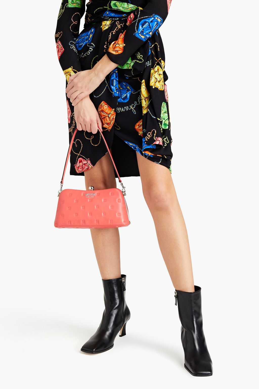 MOSCHINO Logo-appliquéd quilted leather shoulder bag