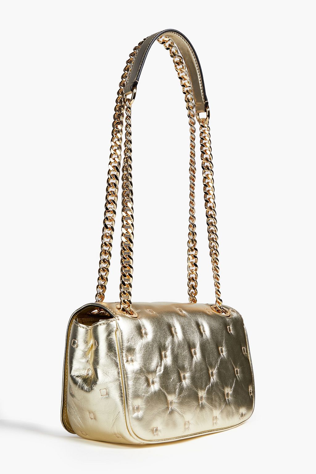 MOSCHINO Quilted metallic leather shoulder bag