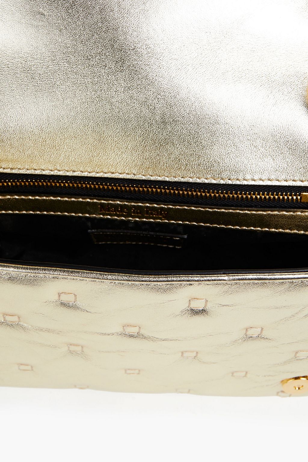 MOSCHINO Quilted metallic leather shoulder bag