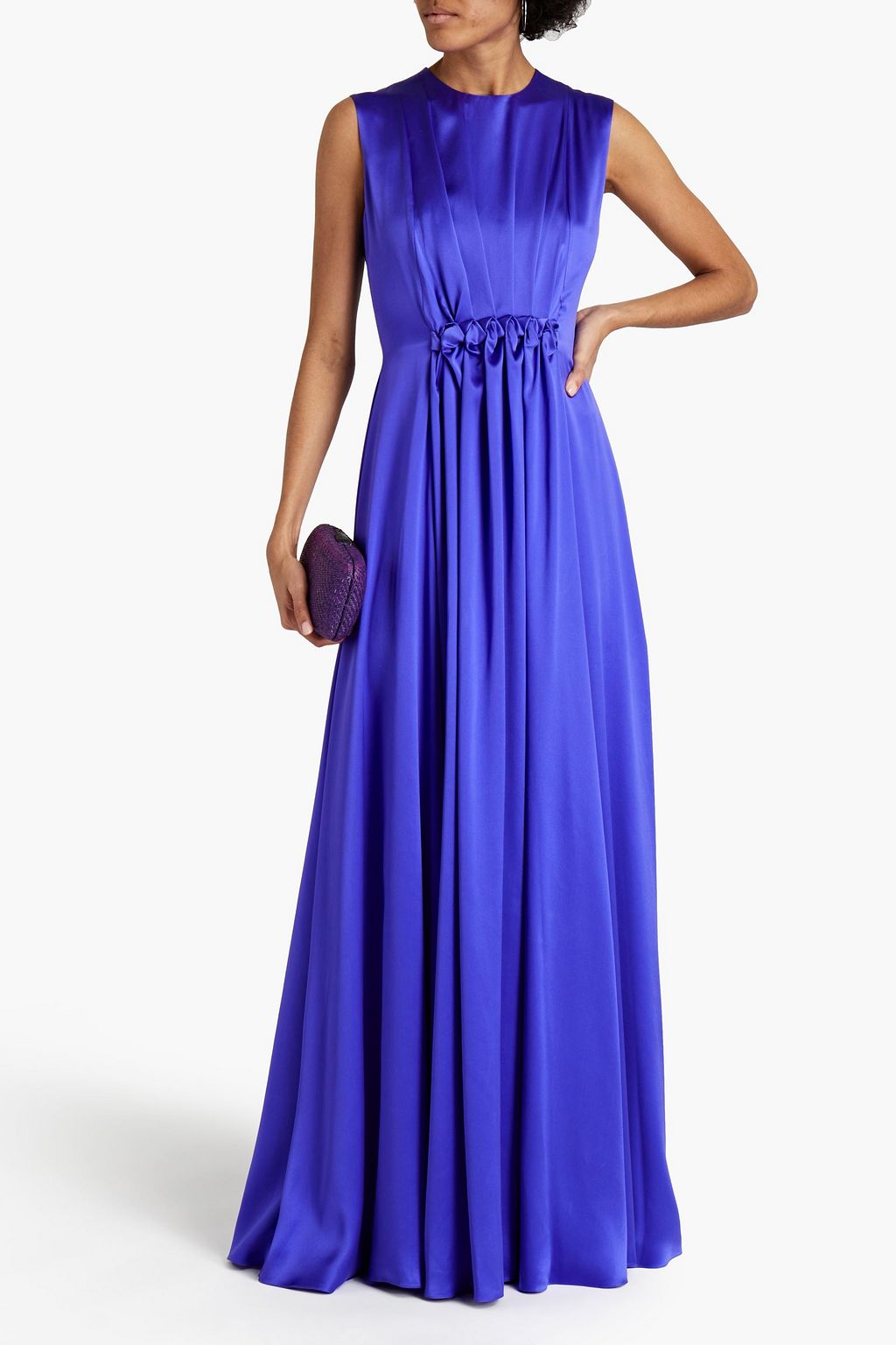 ROKSANDA Pleated silk-satin maxi dress