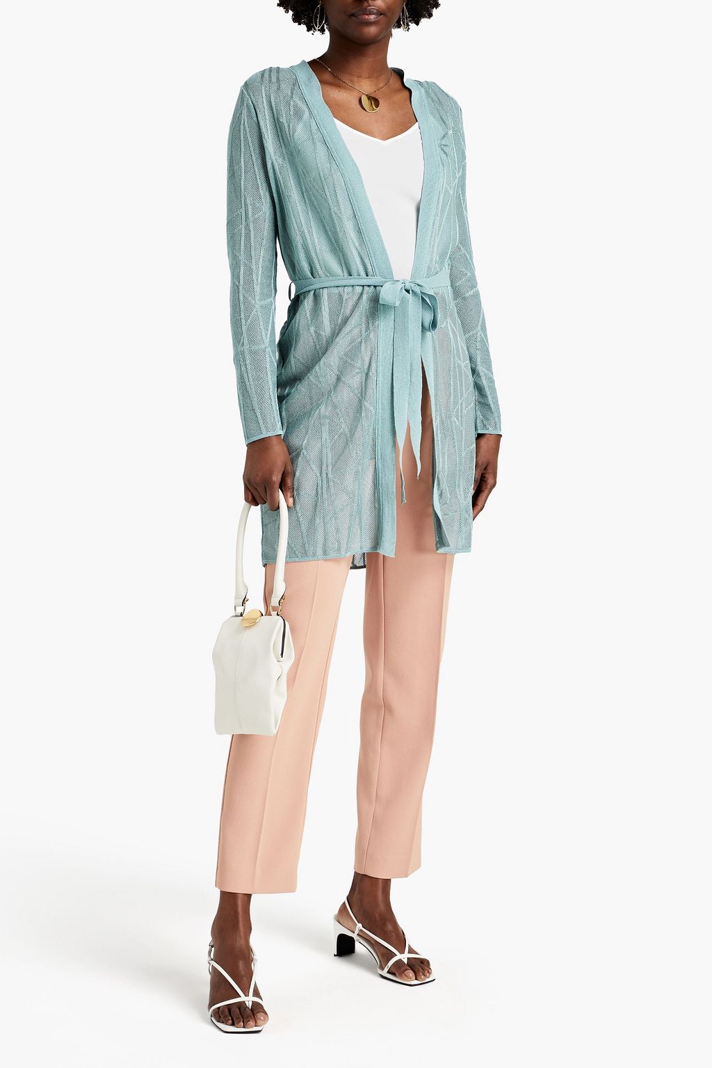 M MISSONI Belted crochet-knit cardigan