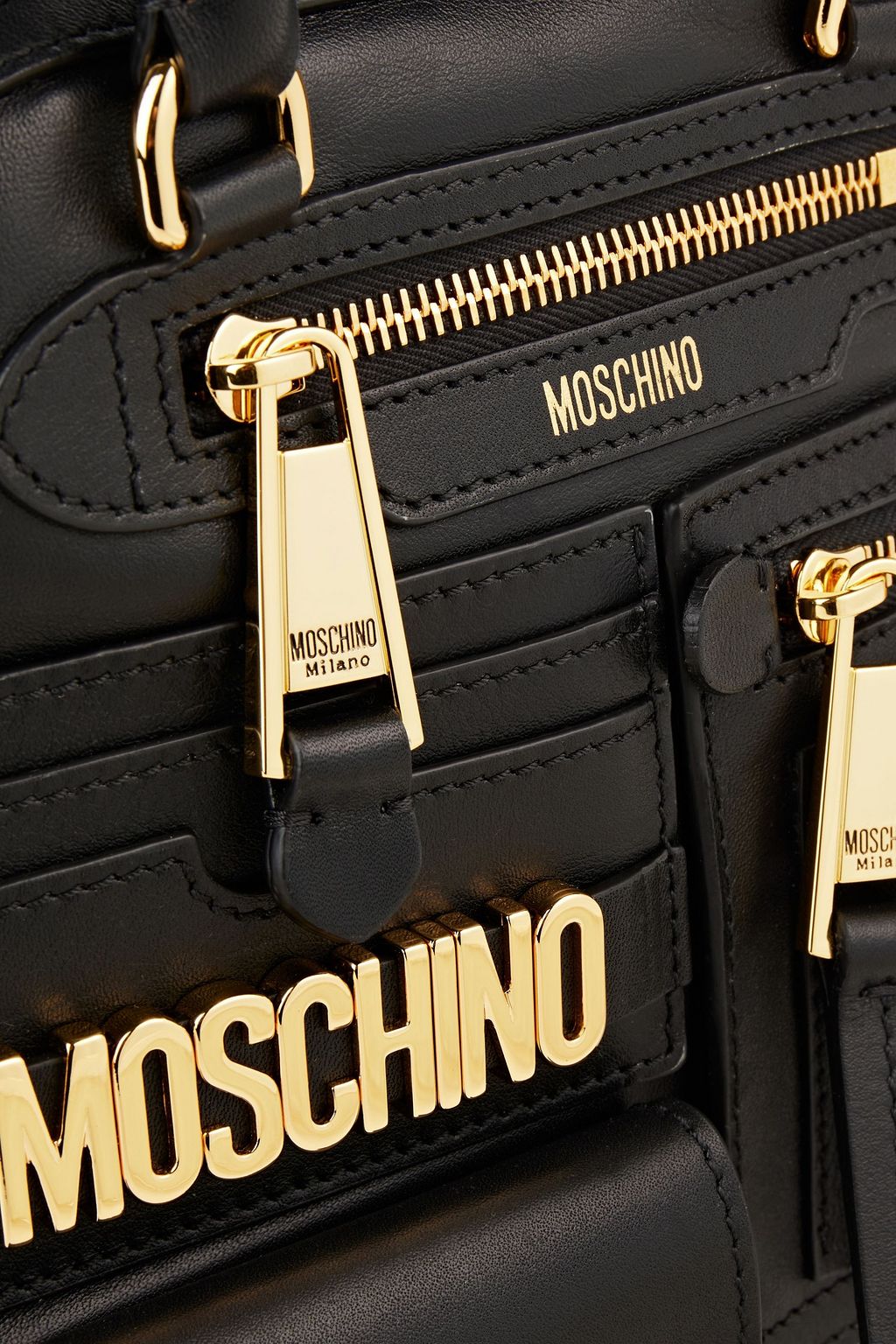 MOSCHINO Tote Bag aus Leder mit Logoapplikation