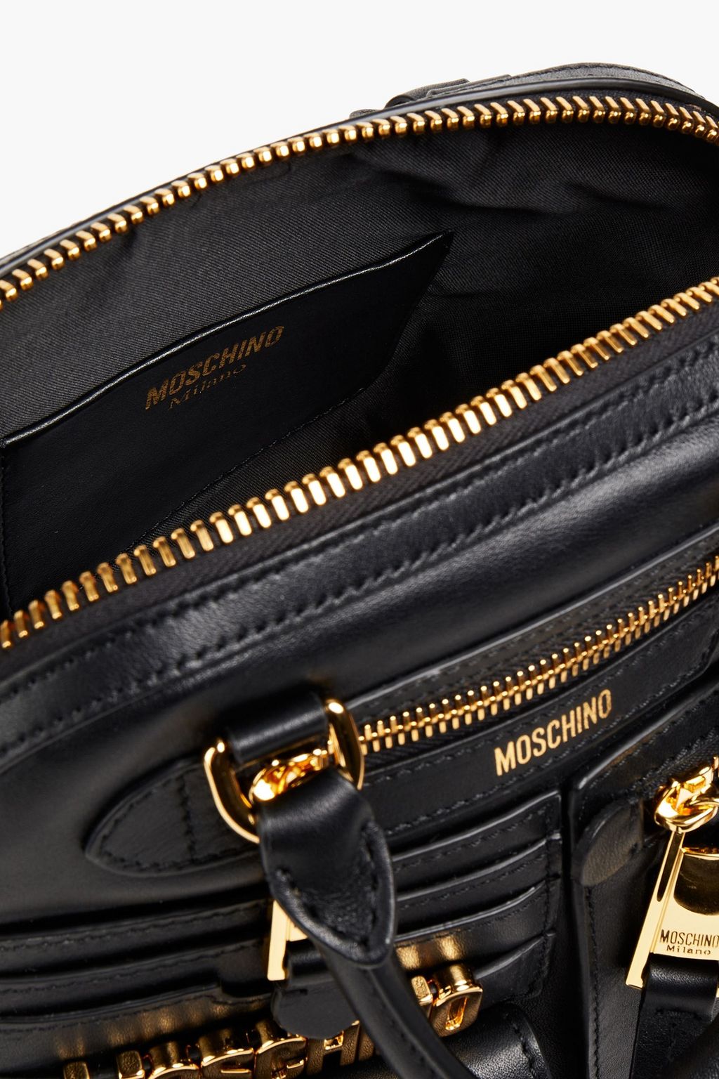 MOSCHINO Tote Bag aus Leder mit Logoapplikation