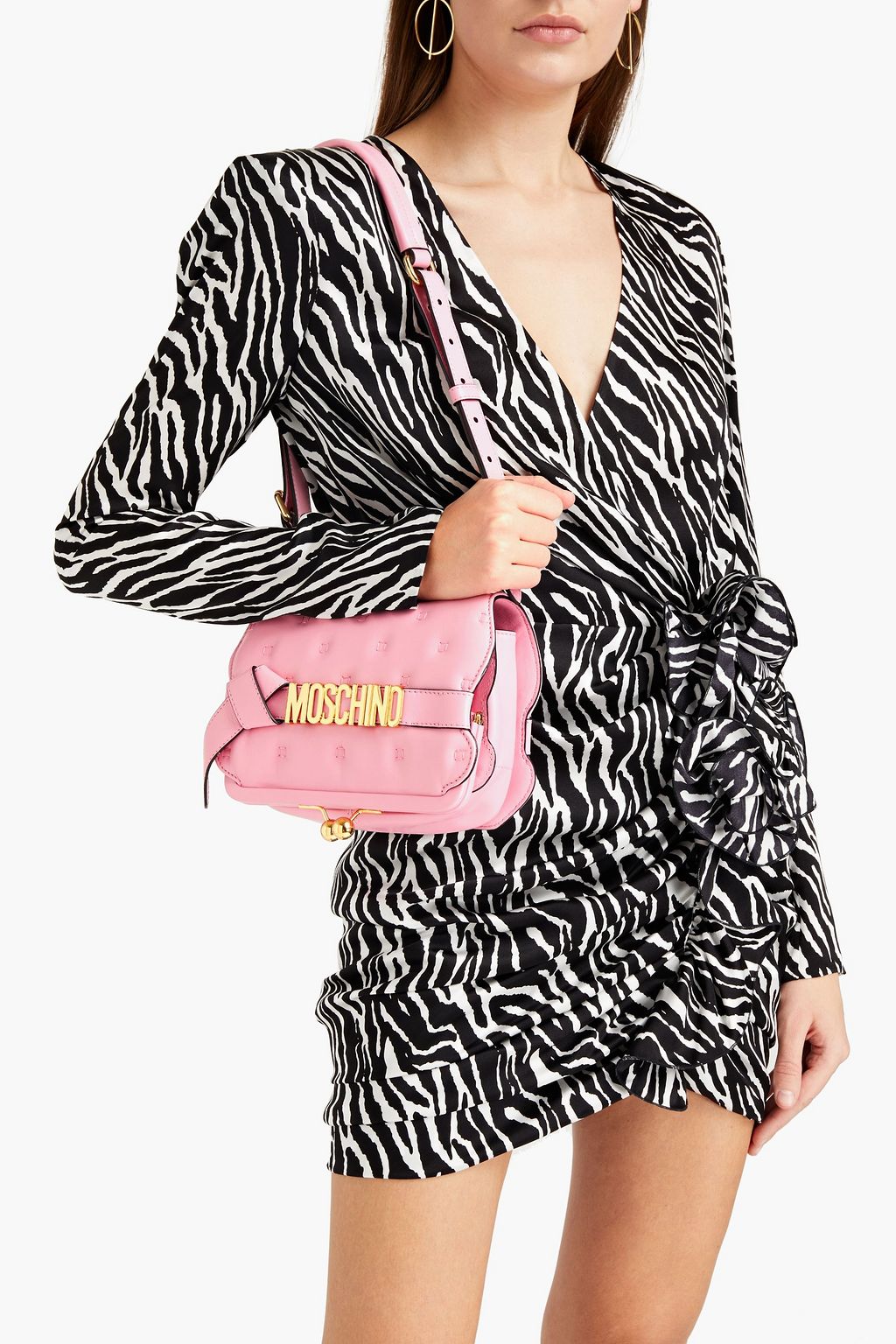 MOSCHINO Knotted quilted leather shoulder bag