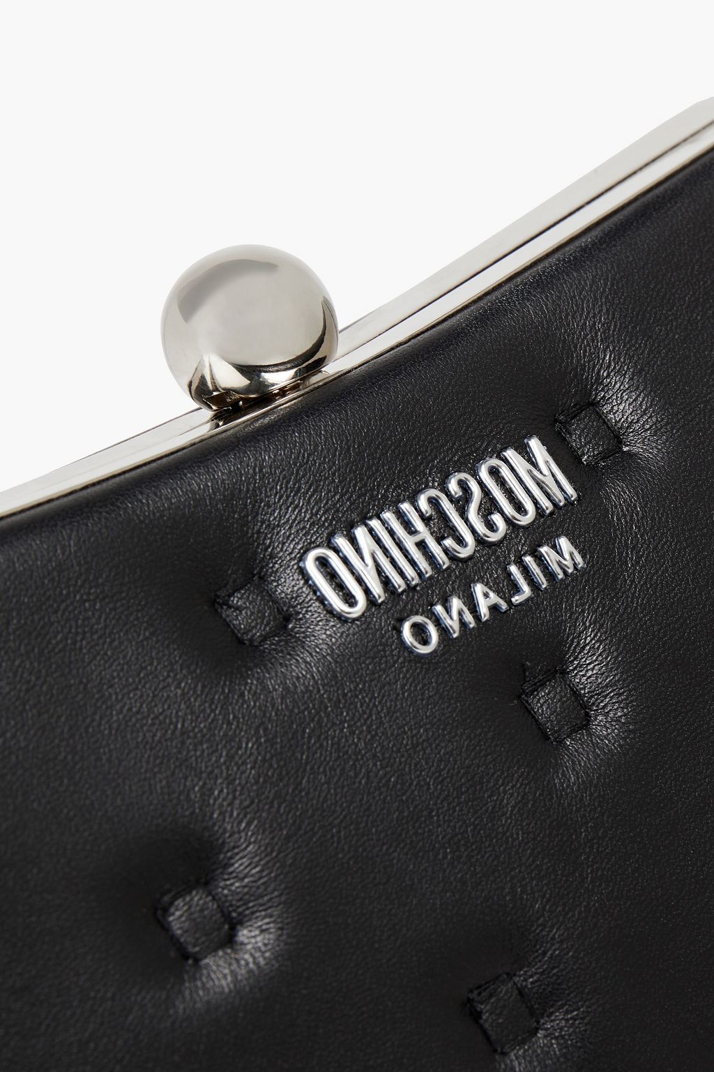 MOSCHINO Schultertasche aus gestepptem Leder mit Logoapplikation