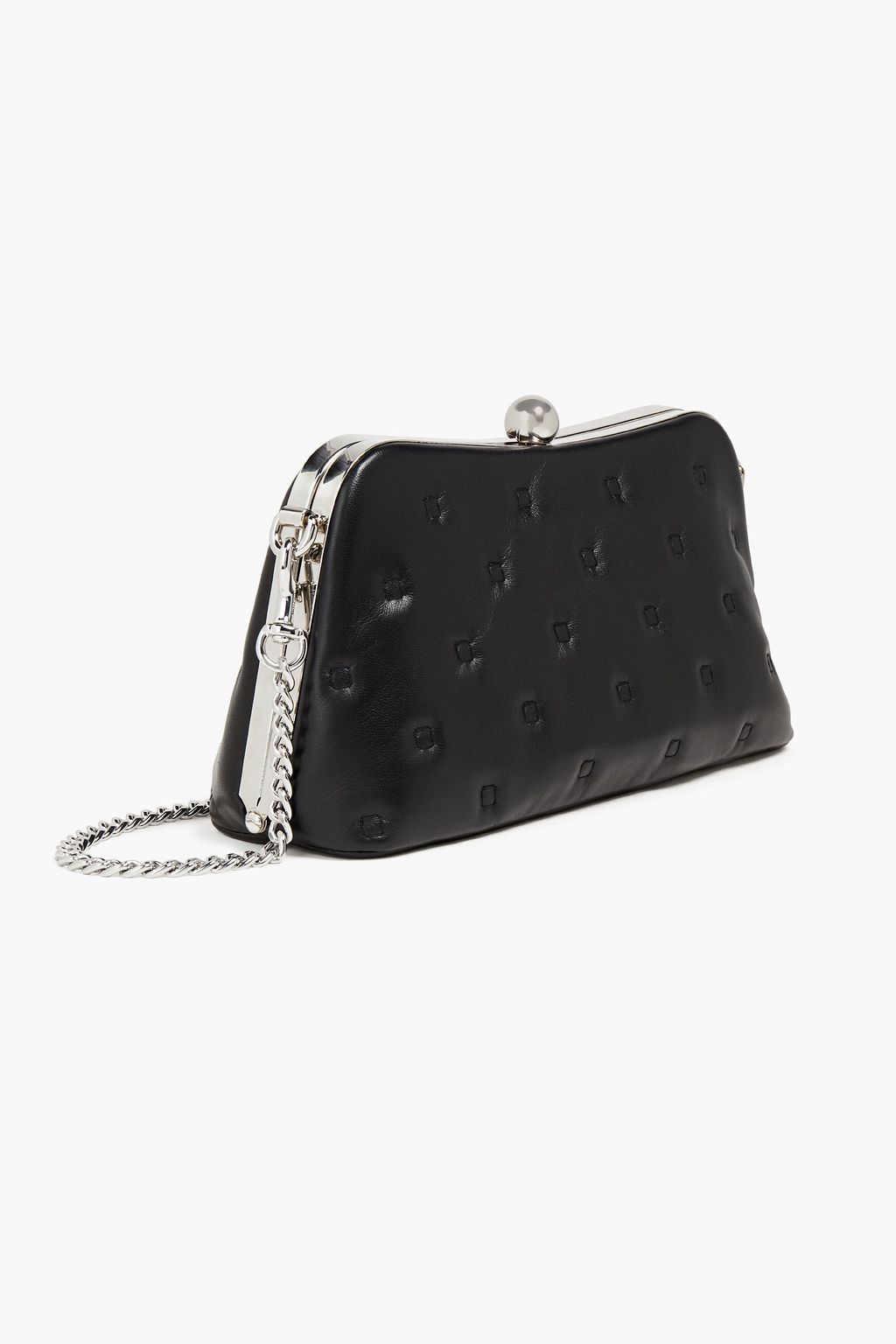 MOSCHINO Schultertasche aus gestepptem Leder mit Logoapplikation