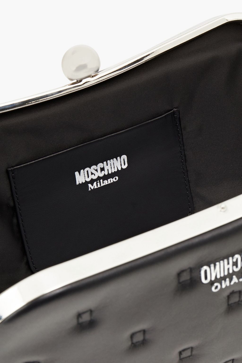 MOSCHINO Schultertasche aus gestepptem Leder mit Logoapplikation