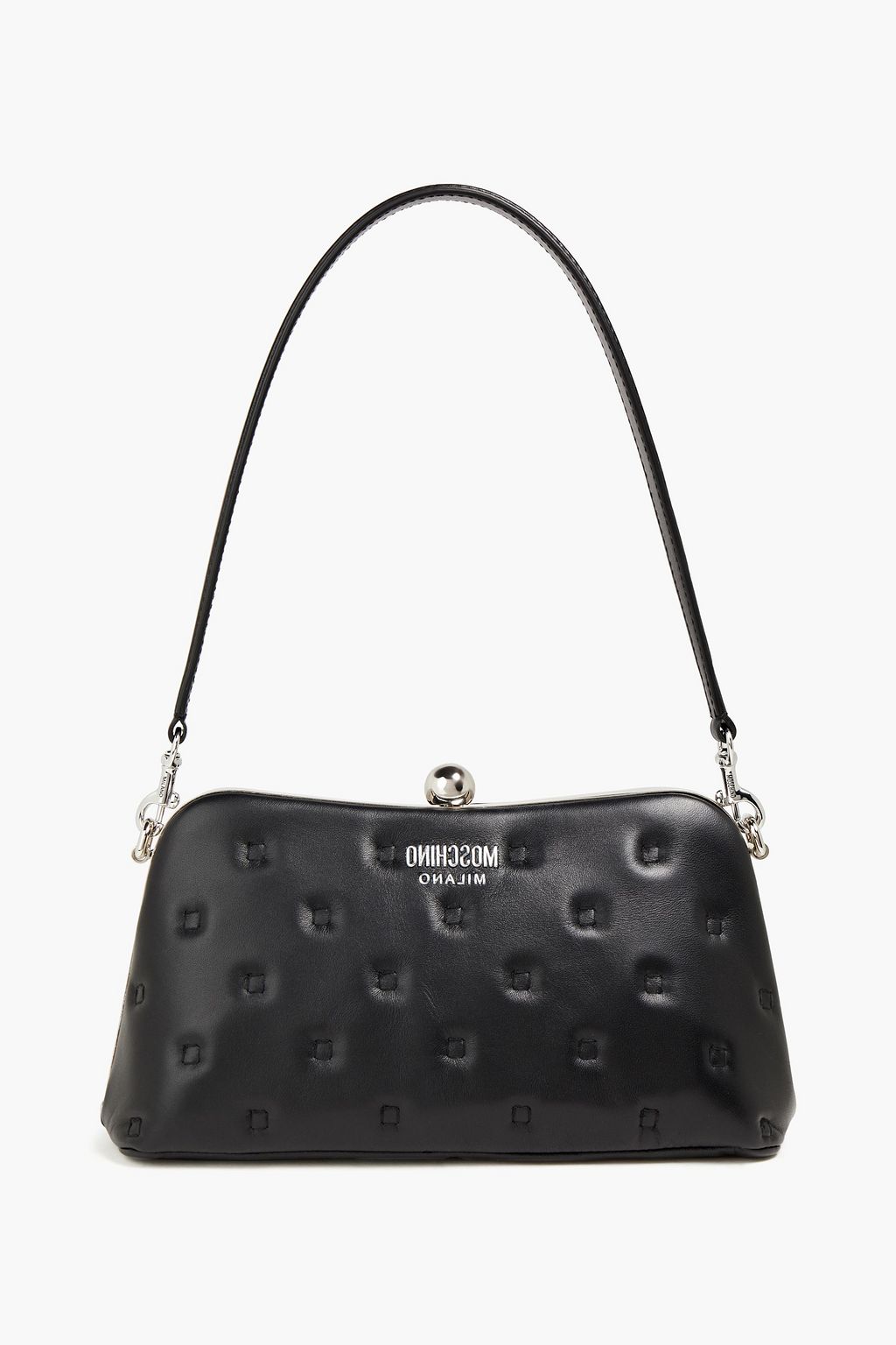MOSCHINO Schultertasche aus gestepptem Leder mit Logoapplikation