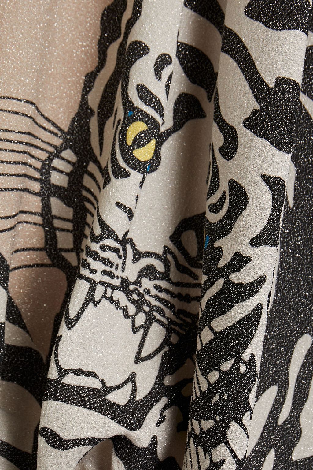 VALENTINO GARAVANI Gathered metallic printed stretch-silk crepe mini dress