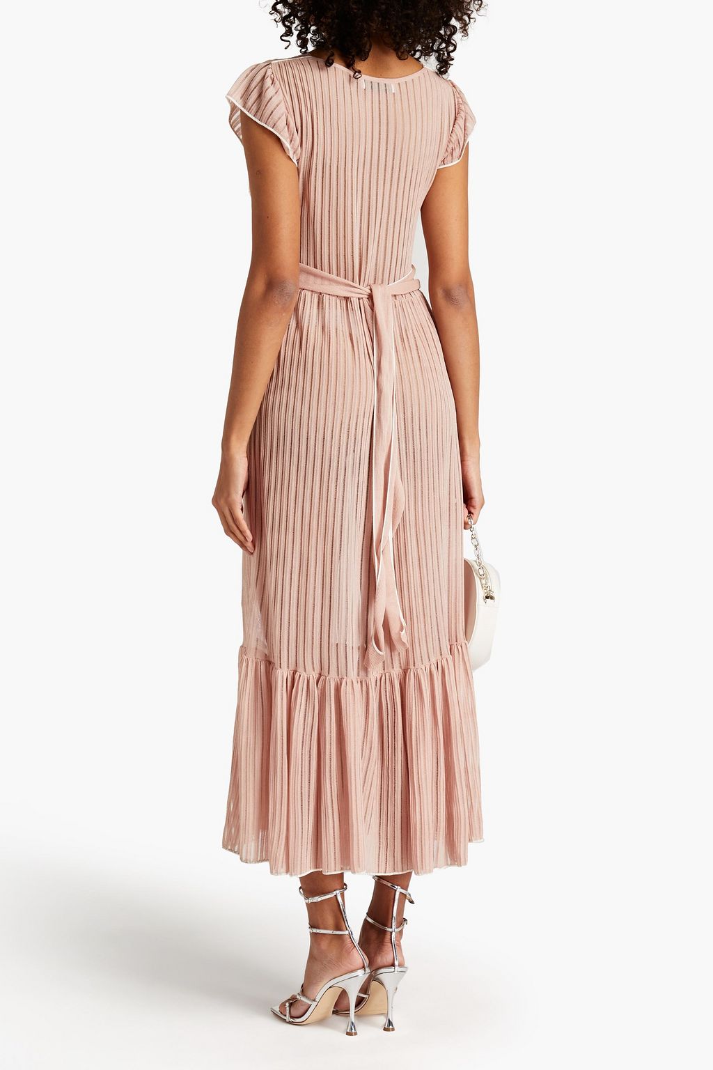 VALENTINO GARAVANI Gathered ribbed silk midi dress