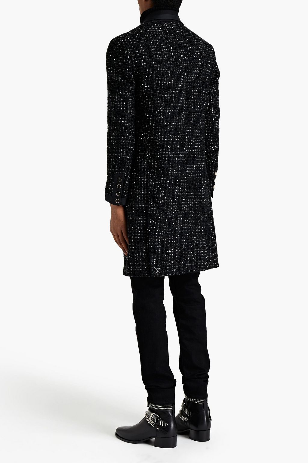 AMIRI Double-breasted satin-trimmed tweed coat
