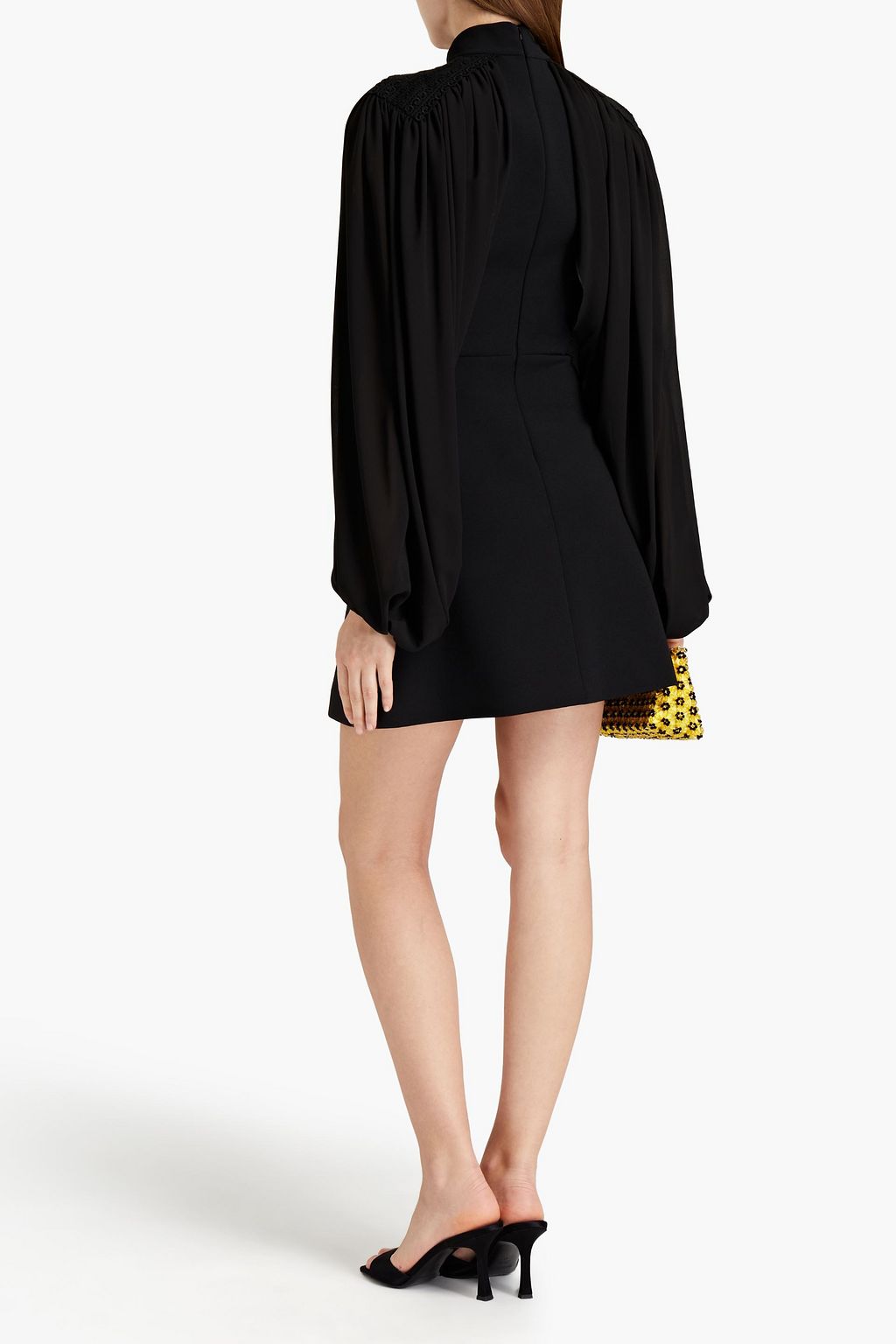 GIAMBA Lace-trimmed crepe mini dress