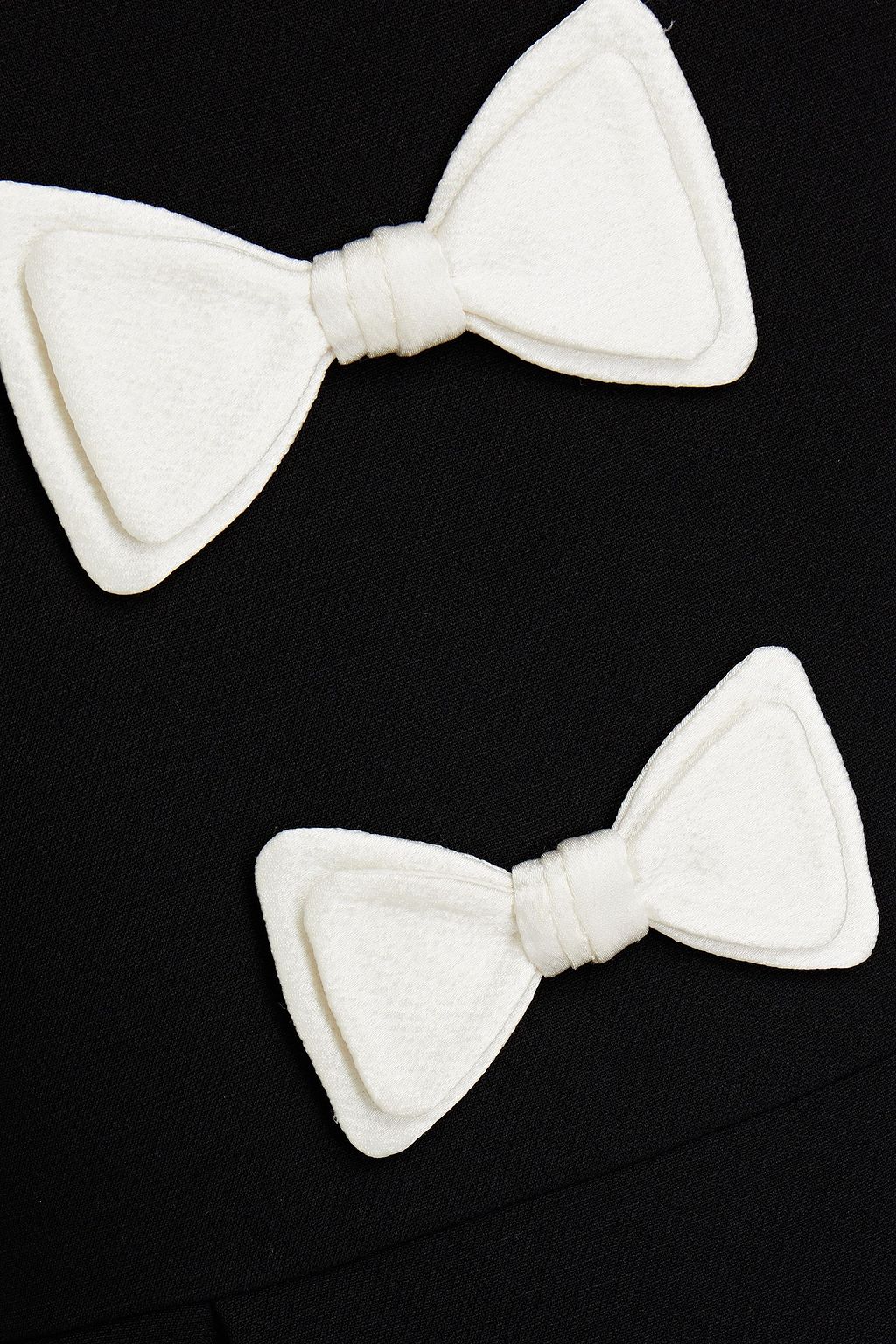 VALENTINO GARAVANI Bow-embellished pleated wool and silk-blend crepe mini dress