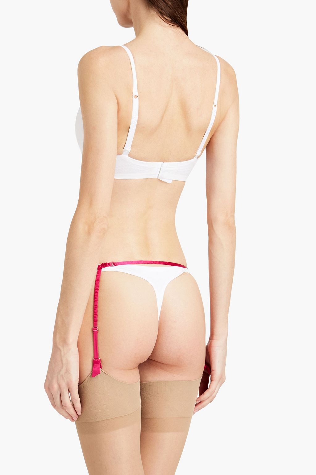 CARINE GILSON Satin-trimmed Chantilly lace suspender belt