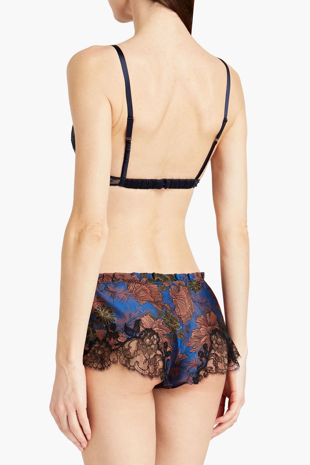 CARINE GILSON Satin-trimmed silk-blend leavers lace underwired bra
