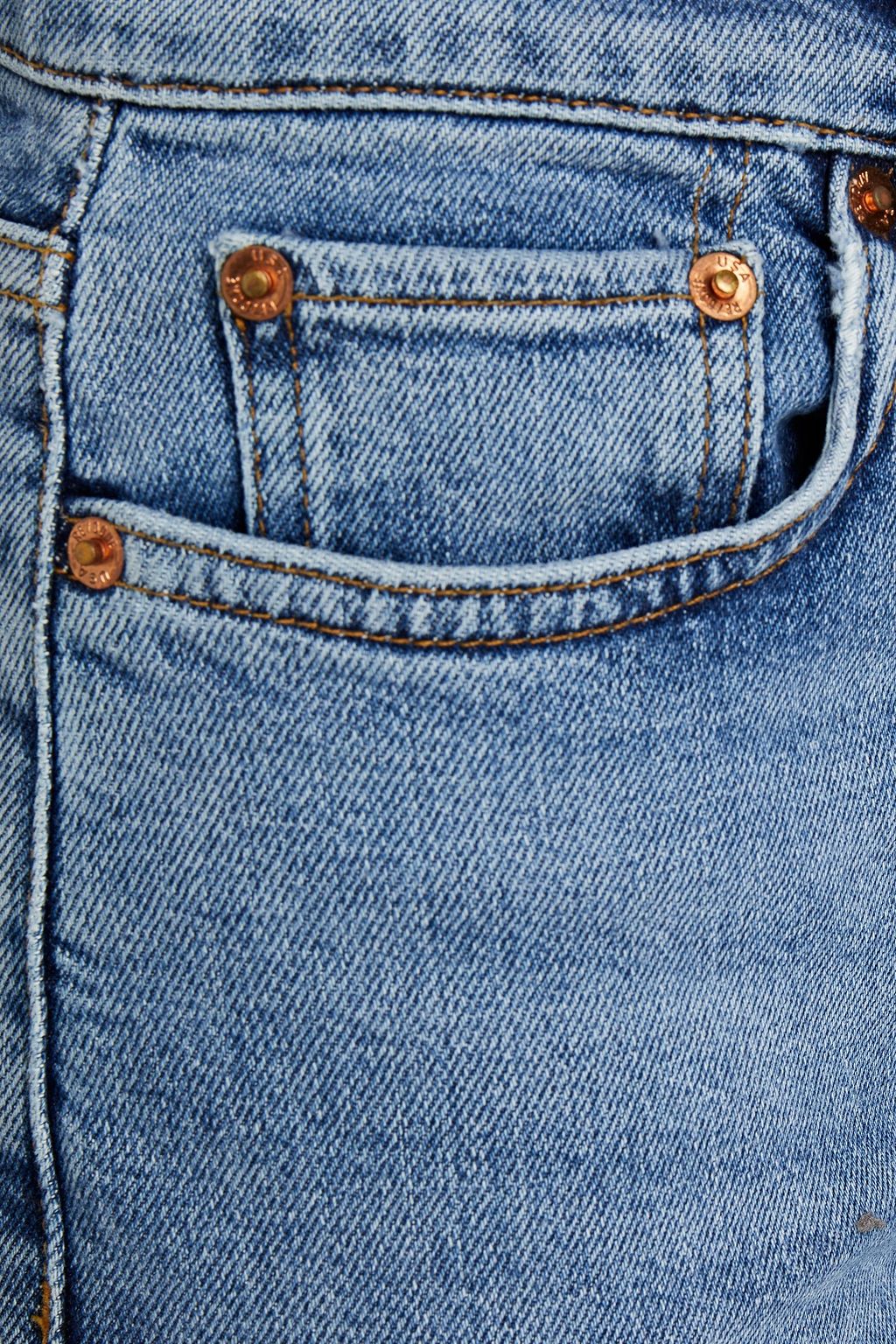 RE/DONE Cropped frayed mid-rise straight-leg jeans