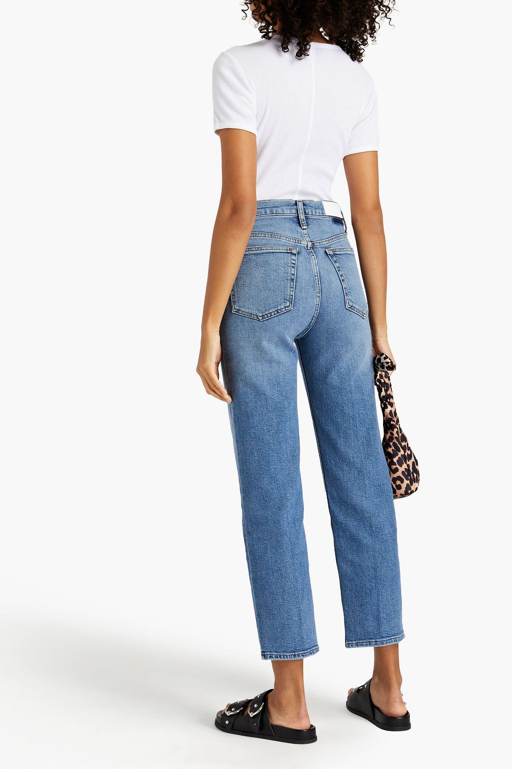 RE/DONE Cropped frayed mid-rise straight-leg jeans