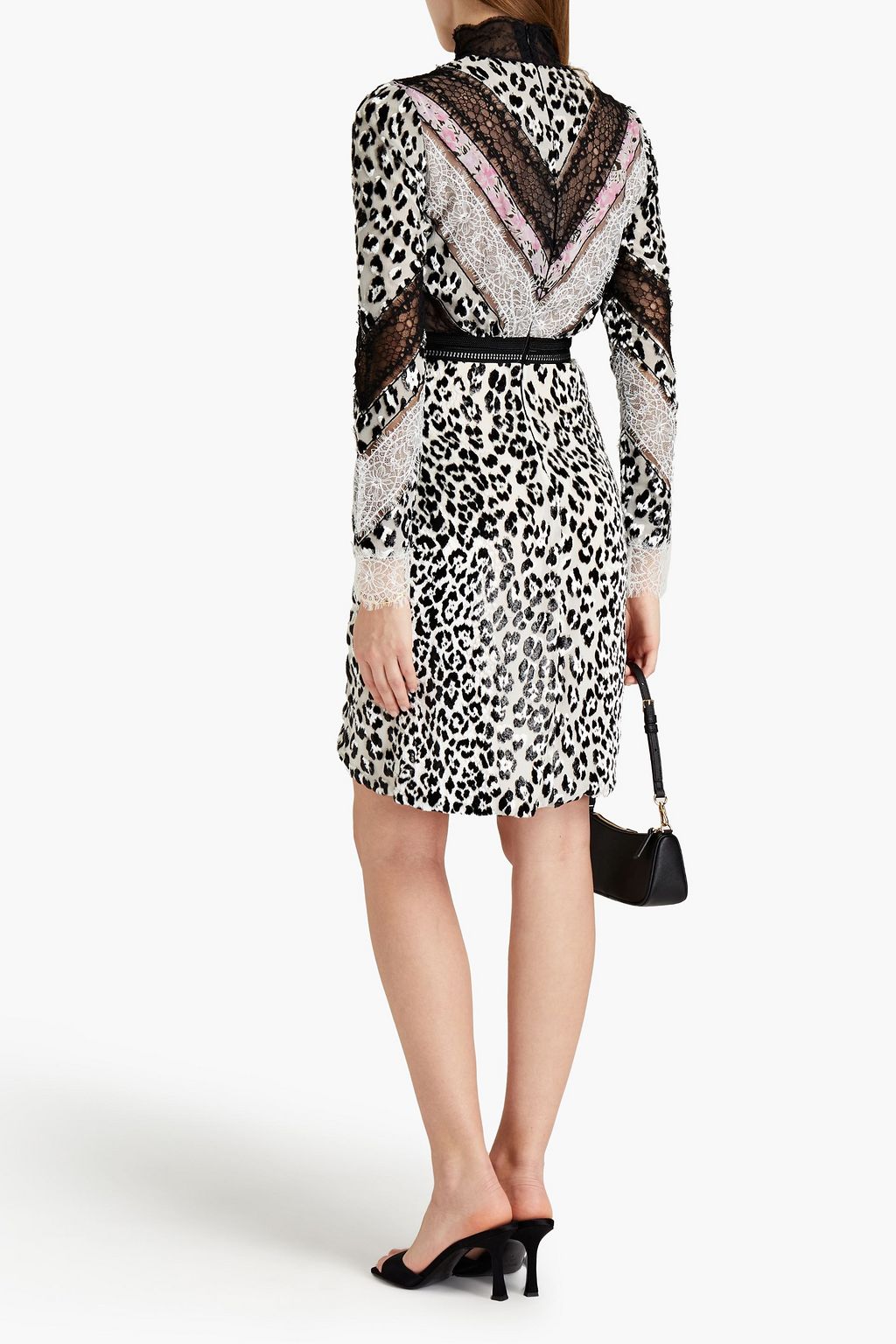 GIAMBATTISTA VALLI Lace-trimmed metallic fil coupé mini dress
