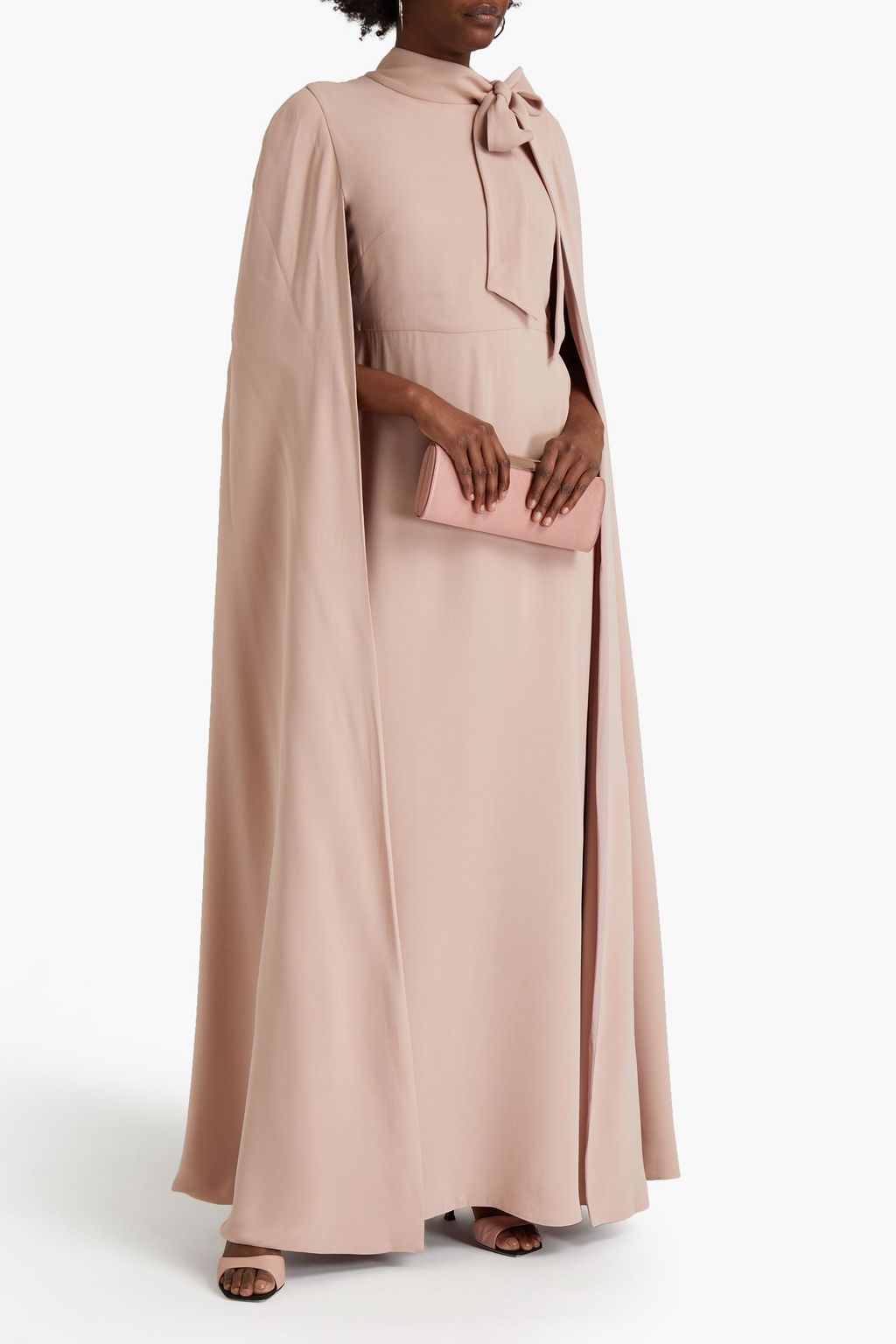 VALENTINO GARAVANI Cape-effect knotted silk-crepe gown