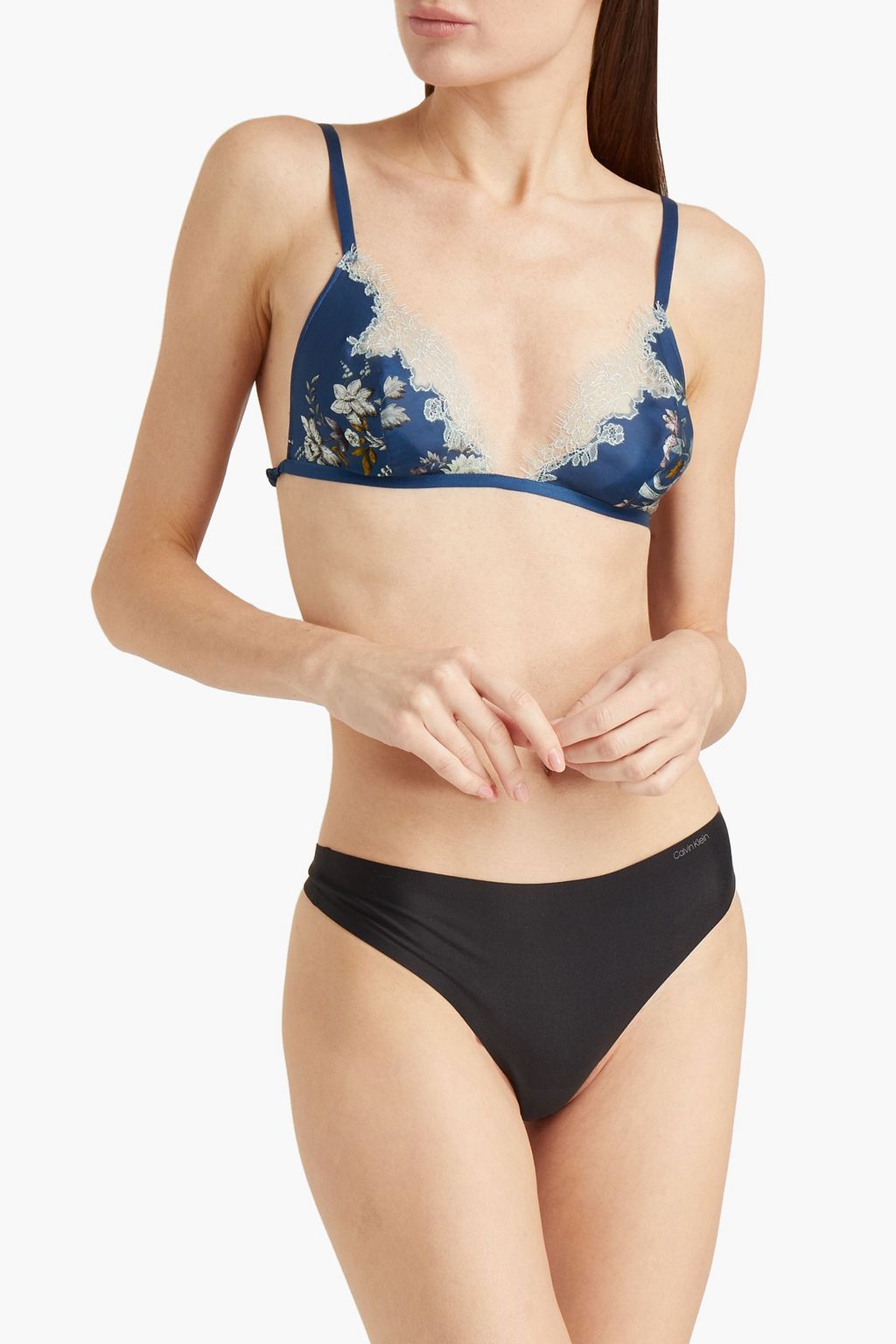 CARINE GILSON Floral-print silk-chiffon soft-cup triangle bra