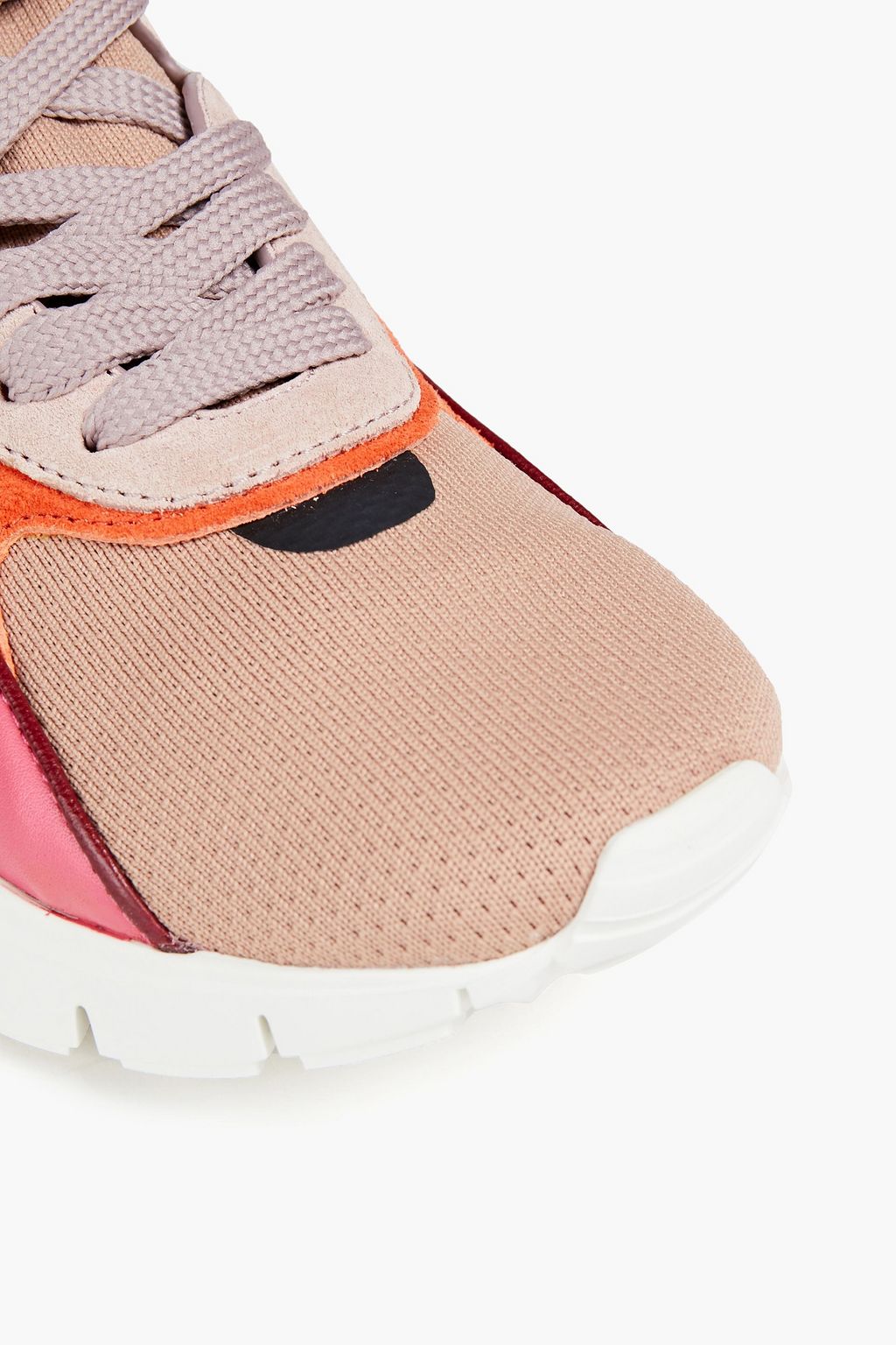 VALENTINO GARAVANI Embellished stretch-knit high-top sneakers