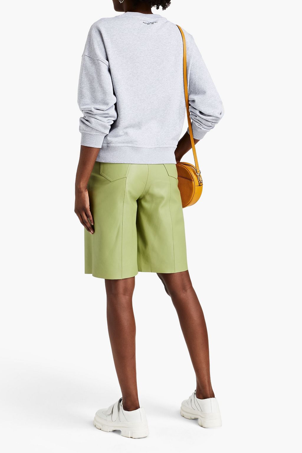 PHILOSOPHY DI LORENZO SERAFINI Bouclé-trimmed mélange cotton-jersey sweatshirt