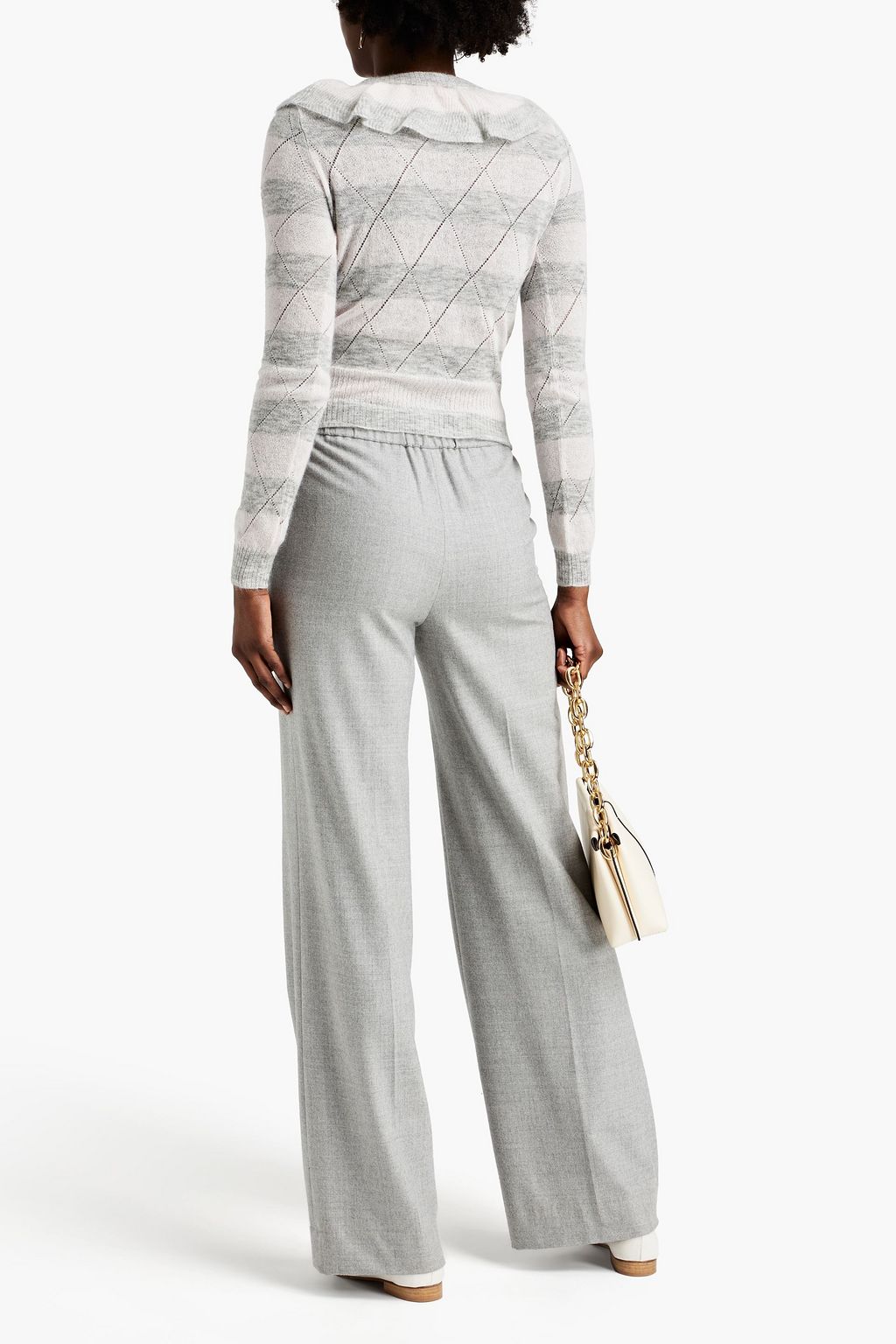 PHILOSOPHY DI LORENZO SERAFINI Ruffled mélange mohair-blend sweater