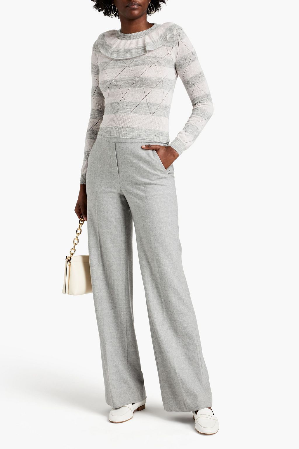 PHILOSOPHY DI LORENZO SERAFINI Ruffled mélange mohair-blend sweater