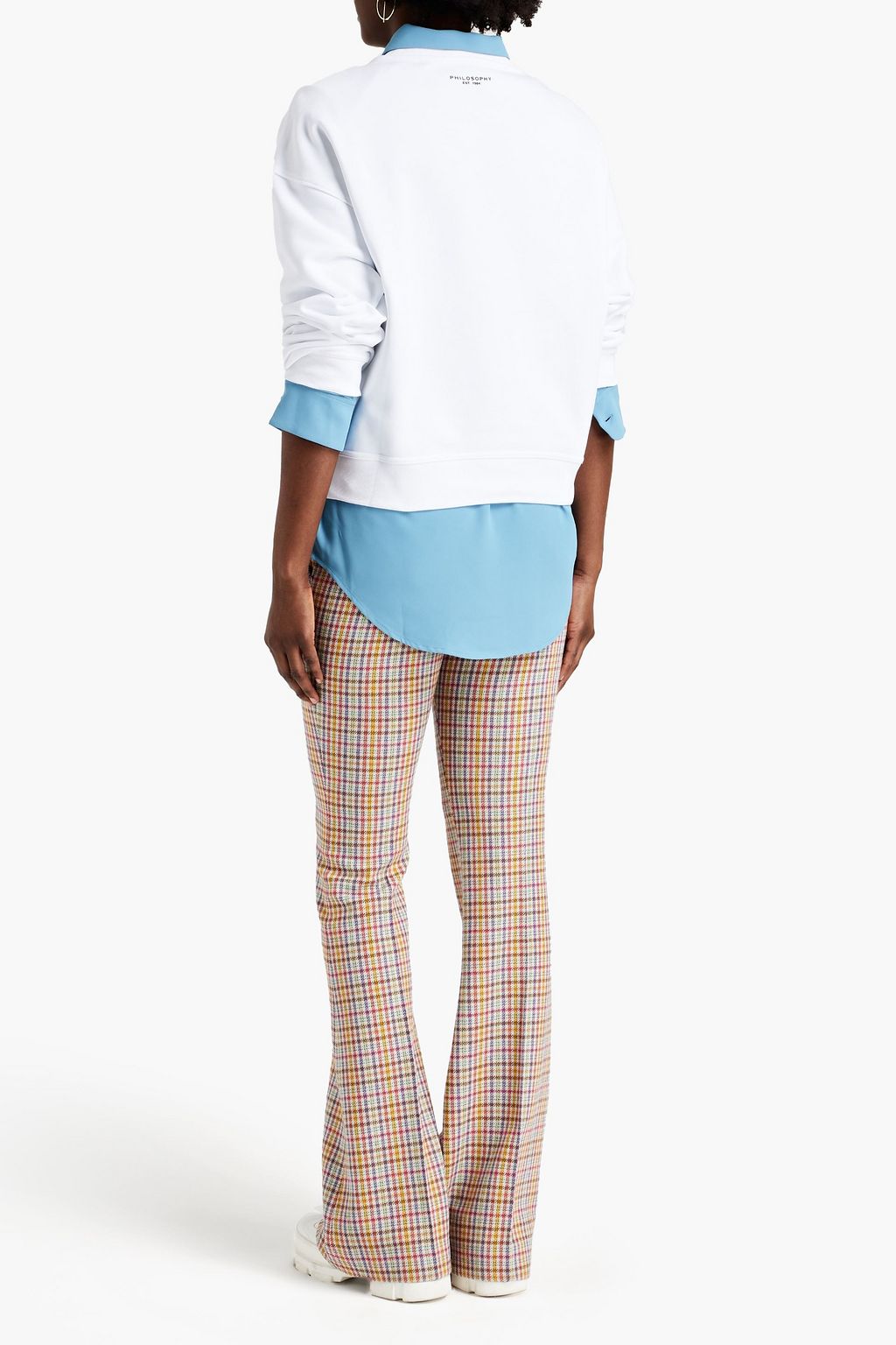 PHILOSOPHY DI LORENZO SERAFINI Bouclé-trimmed mélange cotton-jersey sweatshirt