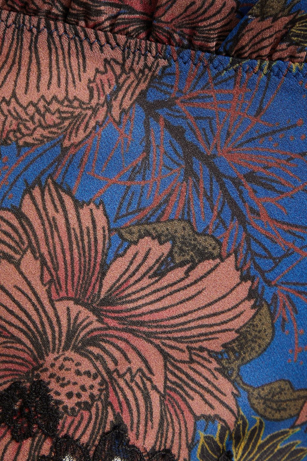 CARINE GILSON Ruffled floral-print stretch-silk satin mid-rise briefs