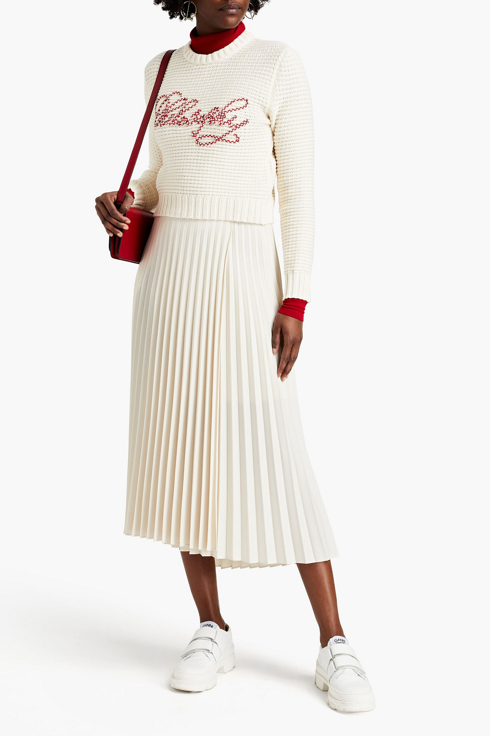 Philosophy Di Lorenzo Serafini Embroidered Ribbed Cotton-blend Jumper In Neutrals