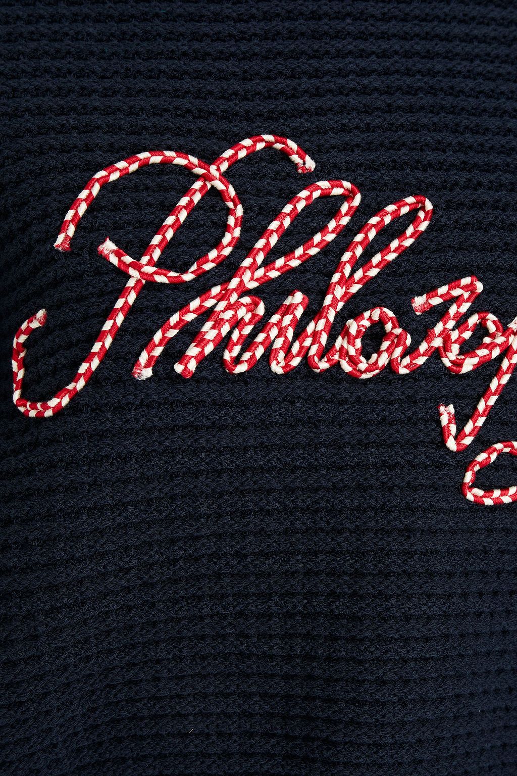 PHILOSOPHY DI LORENZO SERAFINI Embroidered ribbed cotton-blend sweater