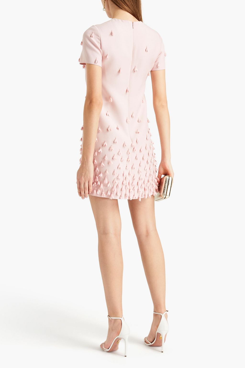 VALENTINO GARAVANI Embellished wool and silk-blend crepe mini dress