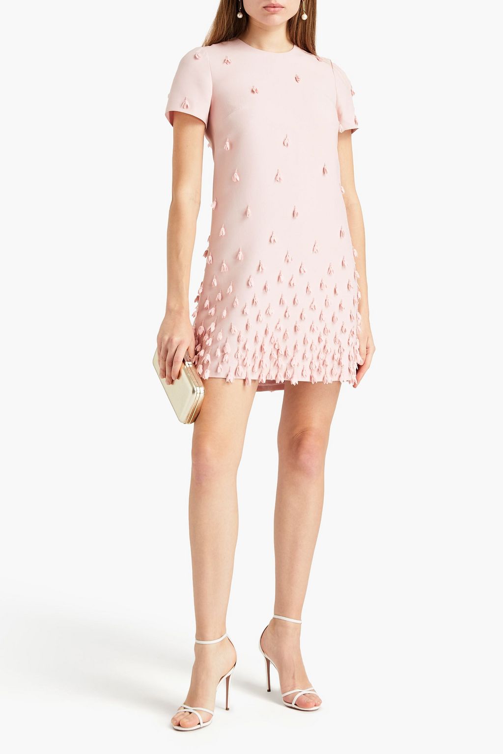 VALENTINO GARAVANI Embellished wool and silk-blend crepe mini dress