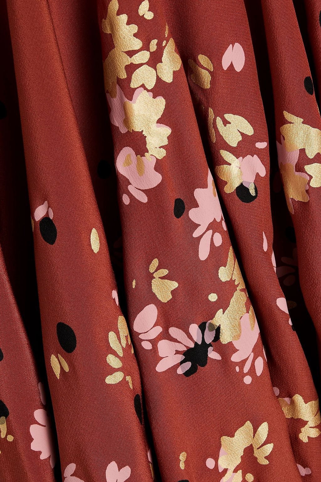VALENTINO GARAVANI Bow-embellished floral-print silk crepe de chine dress