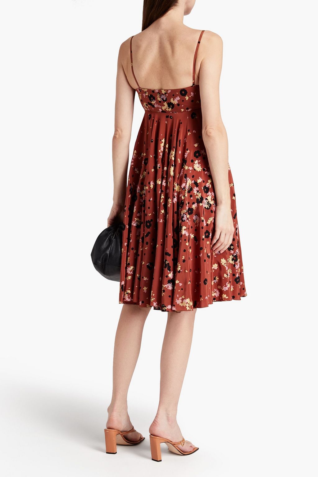 VALENTINO GARAVANI Bow-embellished floral-print silk crepe de chine dress