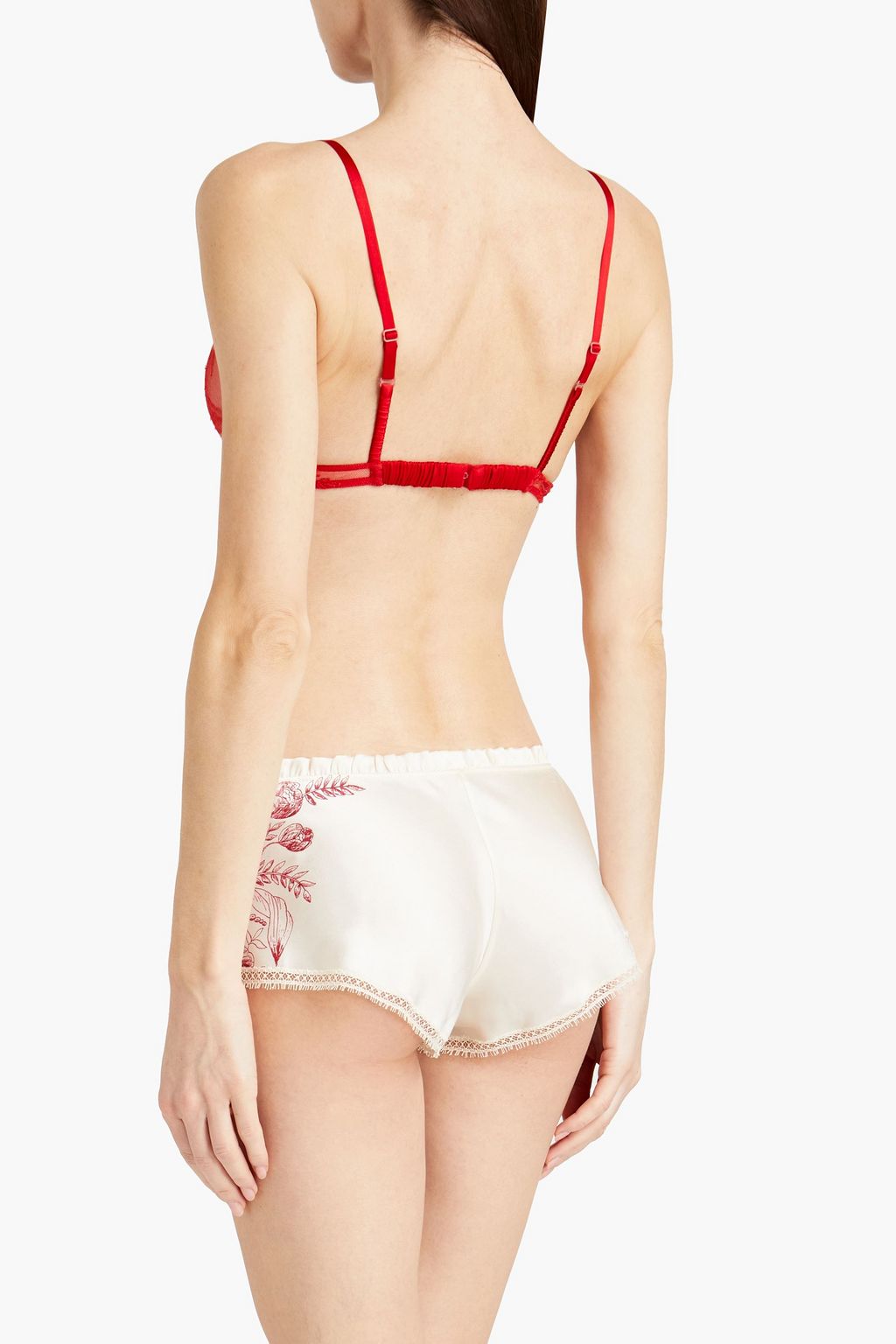 CARINE GILSON Satin-trimmed Chantilly lace balconette bra