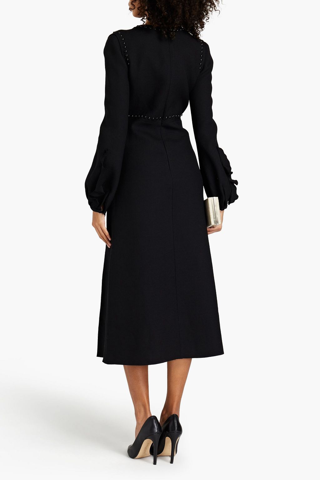 GIAMBATTISTA VALLI Ruffled embellished wool-crepe midi dress