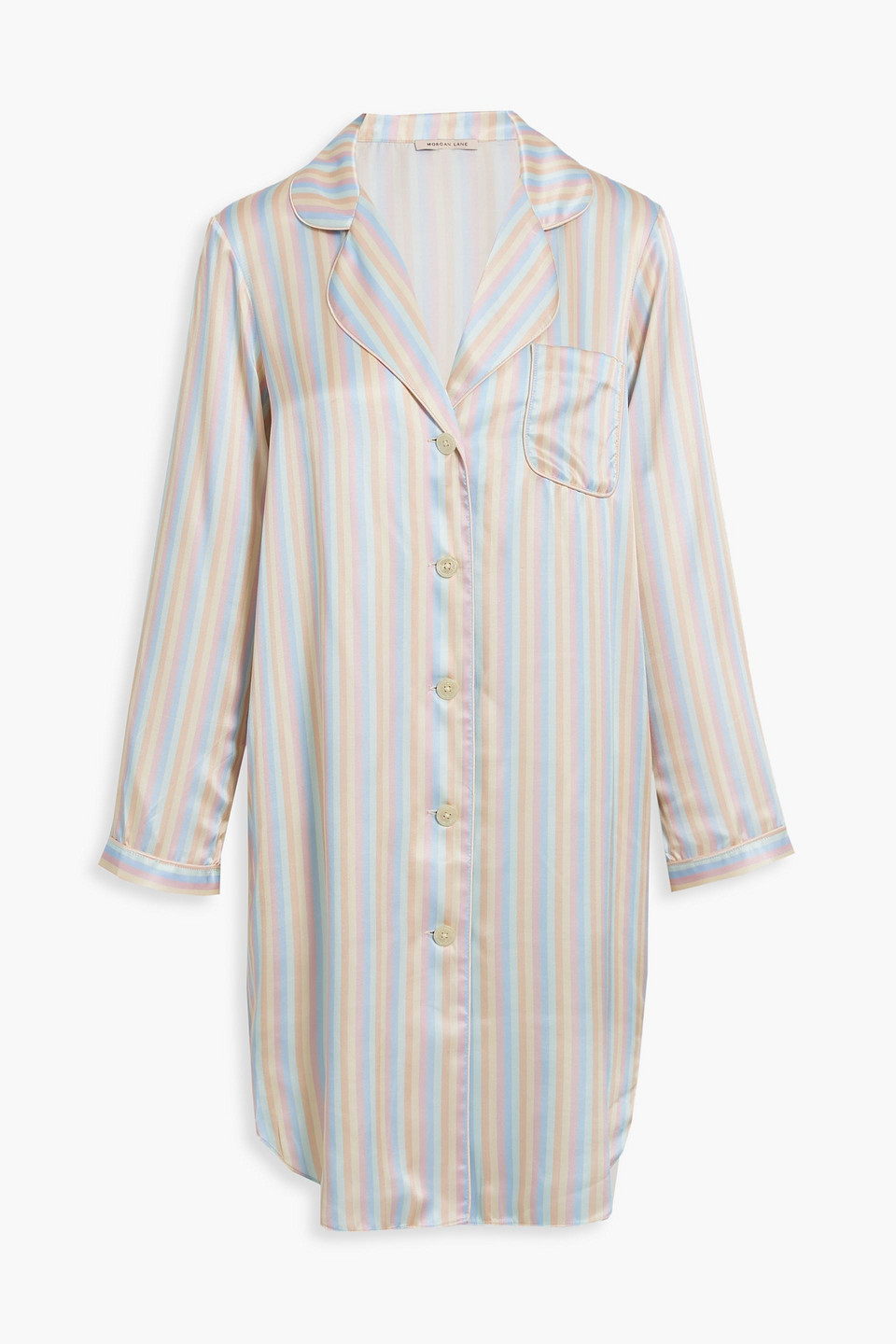 Morgan Lane Jillian Striped Satin Nightshirt In Light Blue