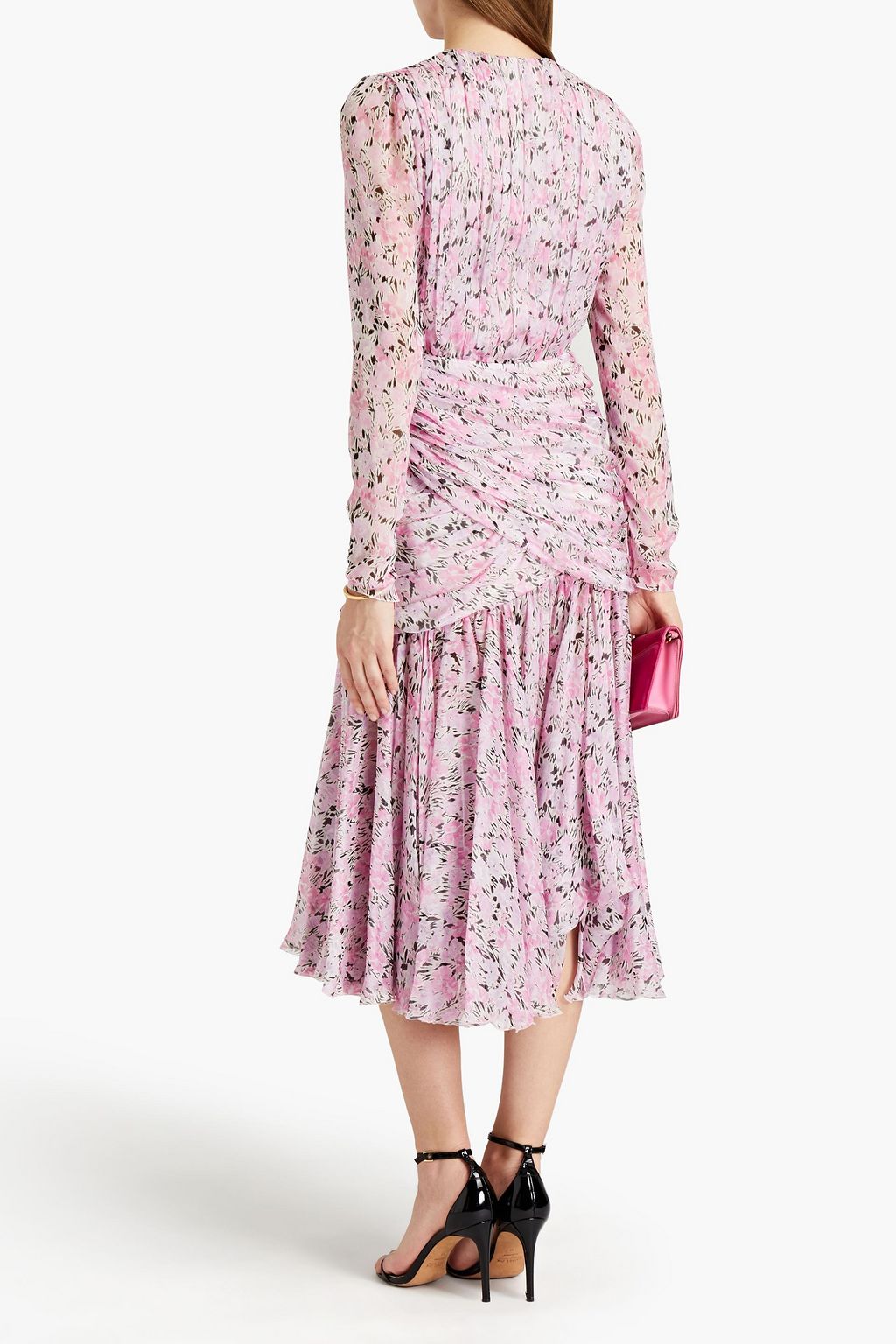 GIAMBATTISTA VALLI Gathered floral-print silk-chiffon midi dress