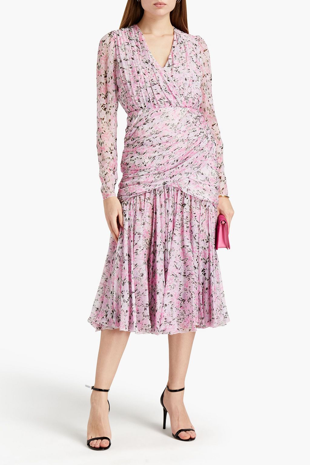 GIAMBATTISTA VALLI Gathered floral-print silk-chiffon midi dress
