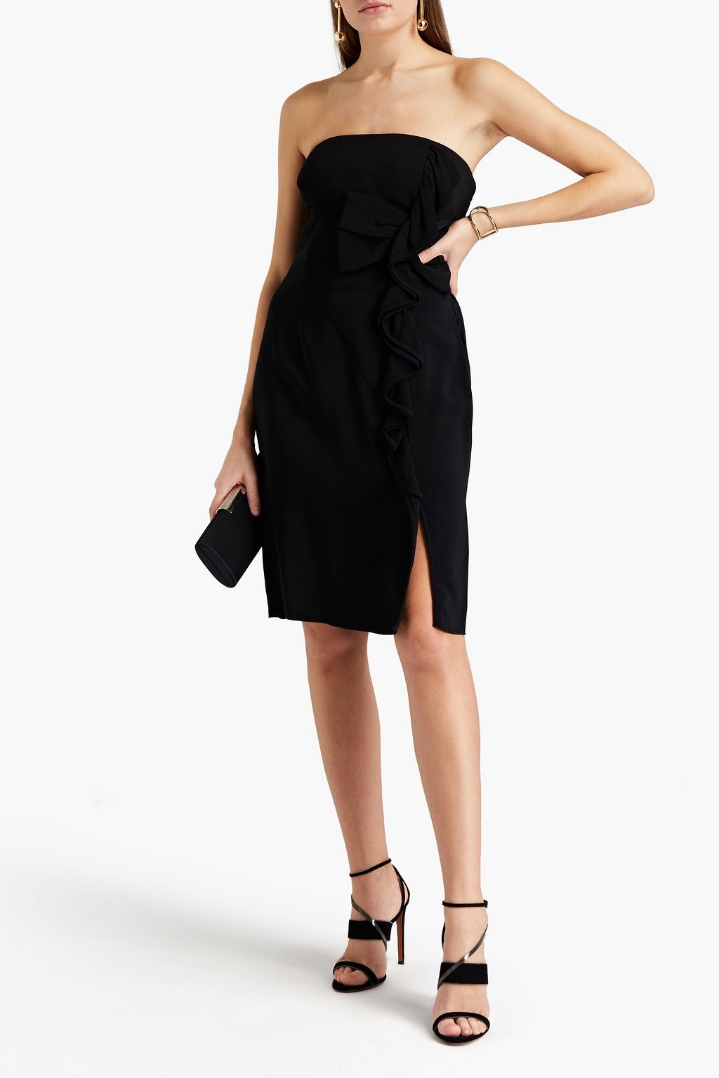 VALENTINO GARAVANI Strapless ruffled stretch-crepe dress