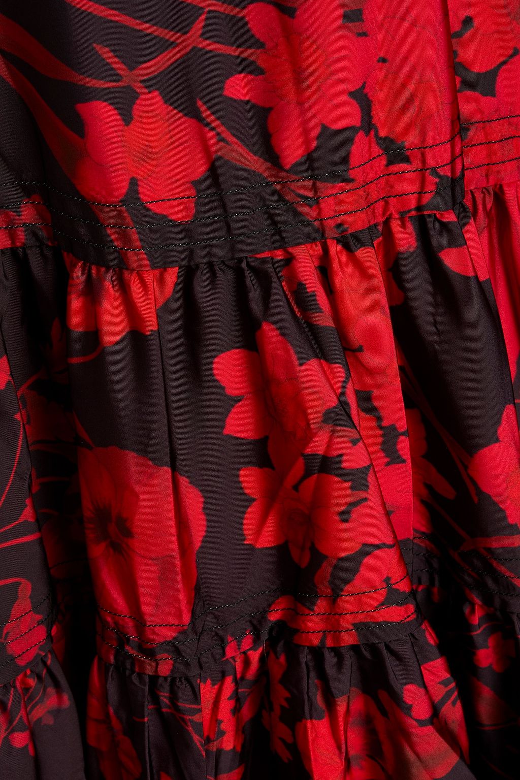 VALENTINO GARAVANI Tiered floral-print faille dress
