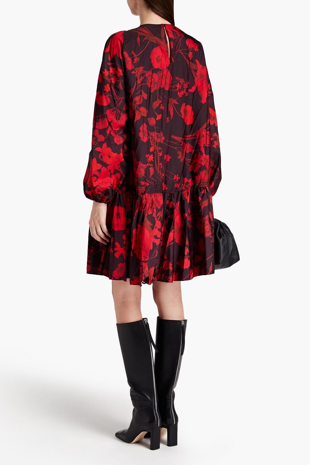 VALENTINO GARAVANI Tiered floral-print faille dress