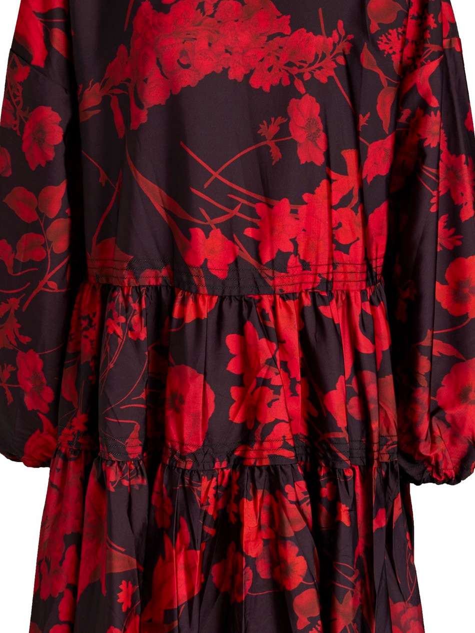 tiered floral-print faille dress