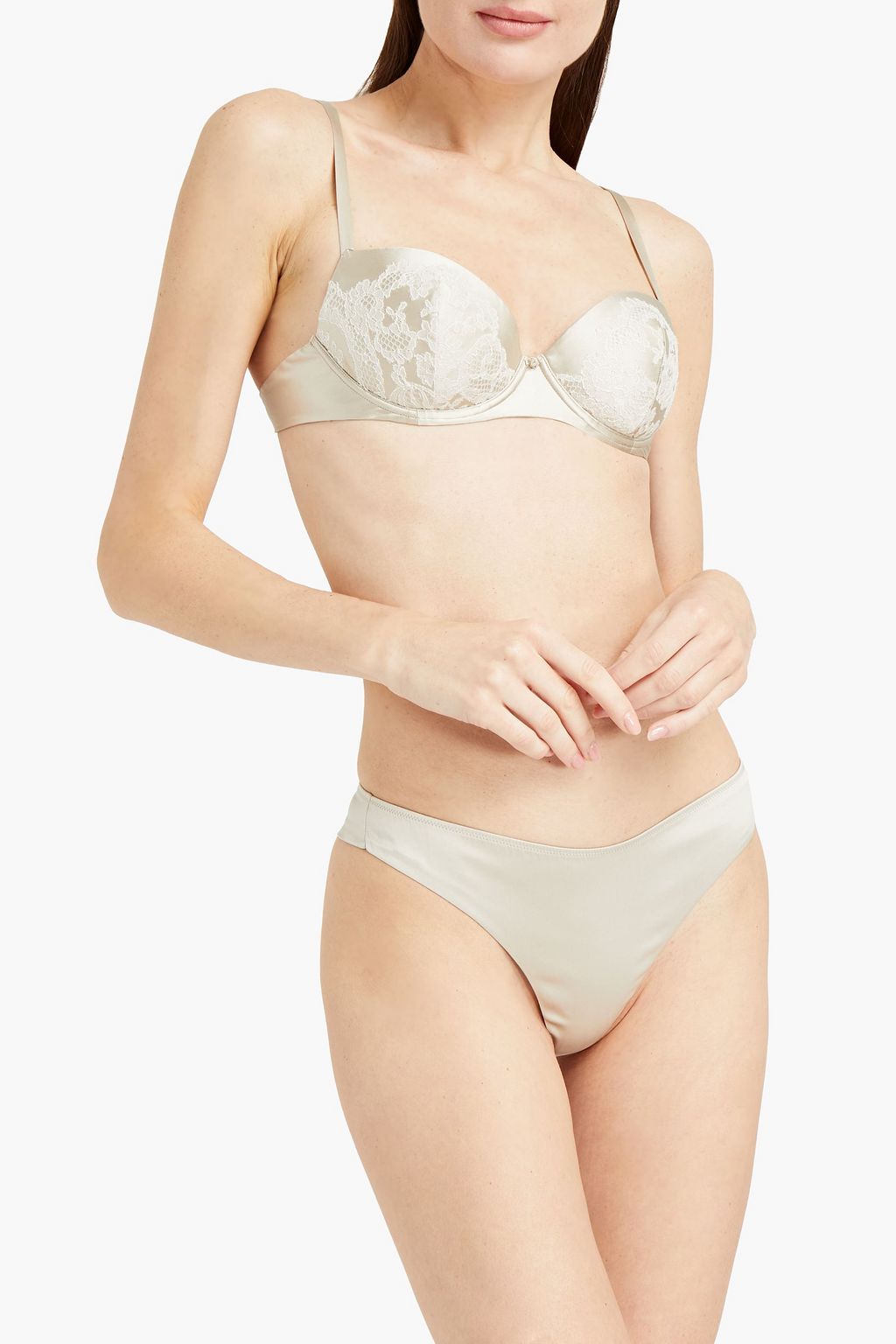 CARINE GILSON Stretch-silk satin low-rise thong