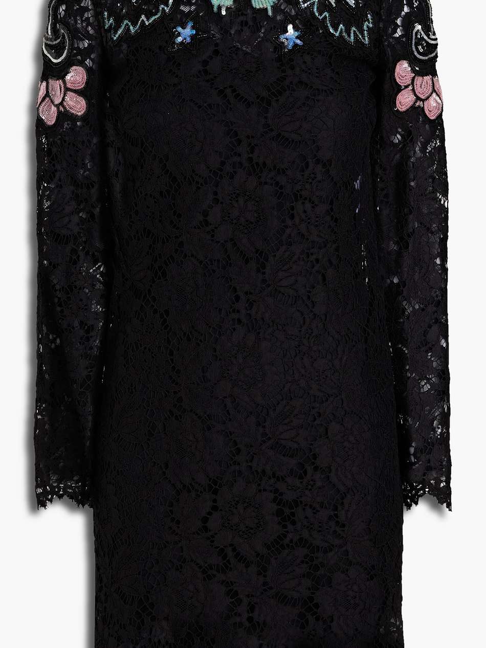 embellished corded lace mini dress