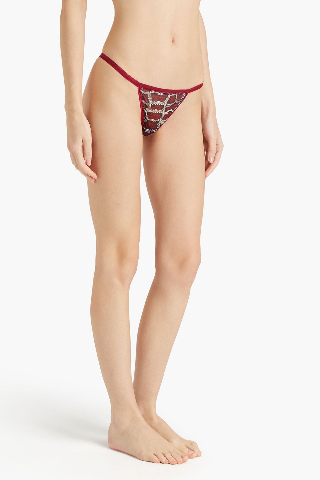 COSABELLA Set of two snake-print mesh low-rise thongs