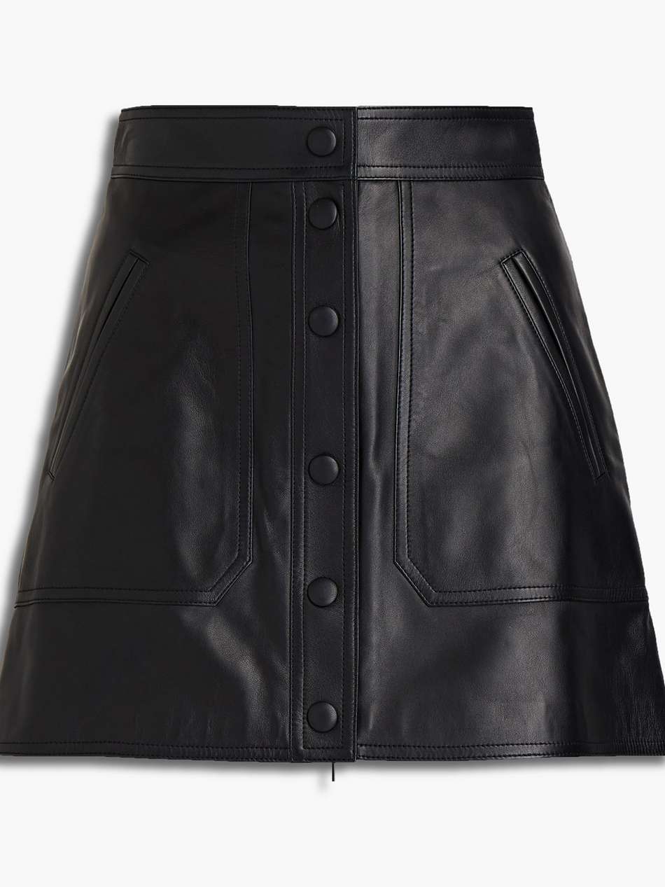 logo-print leather mini skirt